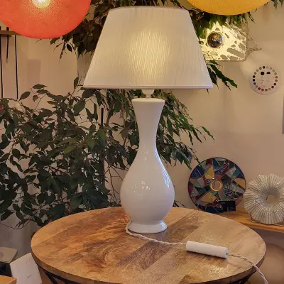 Paire de lampe base en céramique de Limoge après restauration — 1950